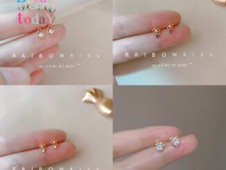 เครื่องประดับแฟชั่นต่างหูสตั๊ดโบว์ดอกไม้ผีเสื้อ Rhinestone