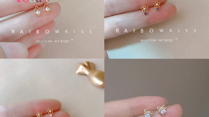เครื่องประดับแฟชั่นต่างหูสตั๊ดโบว์ดอกไม้ผีเสื้อ Rhinestone เครื่องประดับแฟชั่นต่างหูสตั๊ดโบว์ดอกไม้ผีเสื้อ Rhinestone