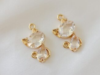 จี้สร้อยคอ สร้อยข้อมือ ต่างหู ทองแดง ชุบทอง 14K ฝังเพทายใส รูปแมว สุนัขจิ้งจอก DIY