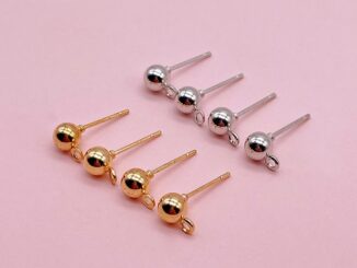 50 ชิ้น / ถุง พร้อมลูกบอลแขวน ต่างหู เข็มลูกปัด DIY อุปกรณ์ต่างหู วัสดุสามารถแขวนต่างหูถั่ว