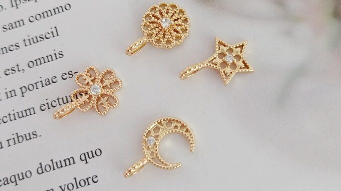 จี้รูปดาวห้าแฉก ดวงจันทร์ ใบโคลเวอร์สี่แฉก ขนาดเล็ก ชุบทอง 14K ฝังเพทาย DIY