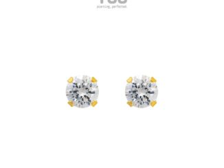 NooYoo ต่างหูสำหรับผิวแพ้ง่าย Cubic Zirconia Round Cut ขนาด 2-8 มม.