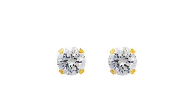 NooYoo ต่างหูสำหรับผิวแพ้ง่าย Cubic Zirconia Round Cut ขนาด 2-8 มม.
