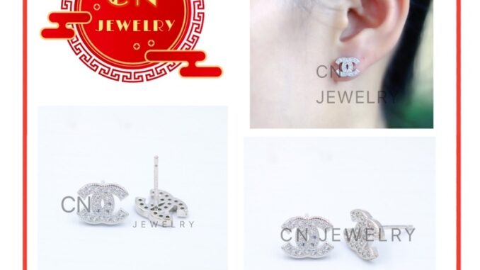 ต่างหูCNเพชรเงิน 10mm  รุ่นC4 1คู่ CN Jewelry earing ตุ้มหู ต่างหูแฟชั่น ต่างหูแบรนด์เนม ต่างหูทอง