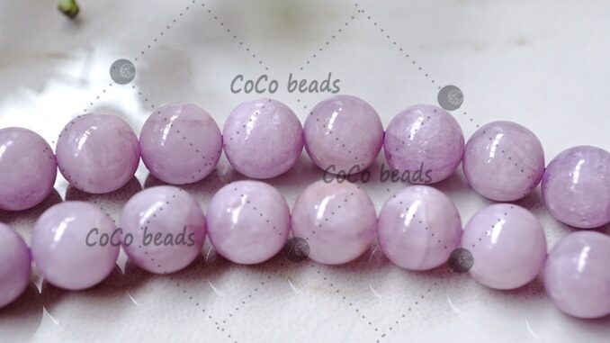 Kunzite ลูกปัดหินธรรมชาติ ทรงกลม หลวม 6 8 10 มม. อุปกรณ์เสริม DIY