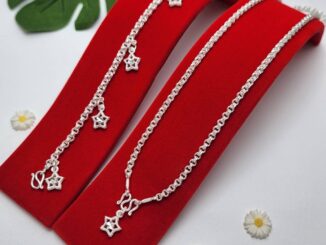 ชุดสร้อยคอสร้อย ข้อมือ เส้นลายห่วงคู่ ลายดาวกระจาย