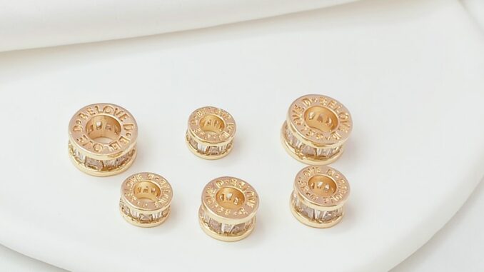 ลูกปัดเพทาย ทอง 14K ฝังเพทาย แฮนด์เมด DIY สําหรับทําเครื่องประดับ สร้อยคอ สร้อยข้อมือ