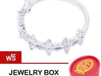 Tips Gallery แหวนเงินแท้ 925 หุ้มทองคำขาว ประดับเพชร CZ 0.42 กะรัต รุ่น Infinity Princess Ring Design TRS007