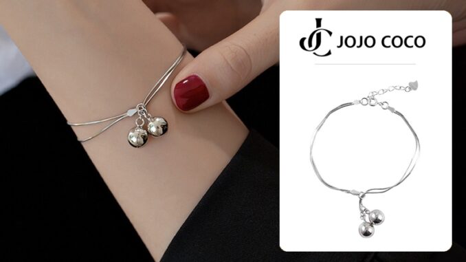กําไลข้อมือเงิน S925 ประดับกระดิ่งสองชั้น COCOJEWELRY สําหรับผู้หญิง