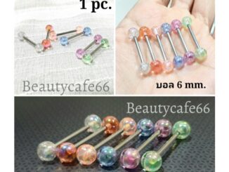 1pc. จิวลิ้น Surgical Steel จิวลิ้นอะคลิลิค ก้านสแตนเลส 1.6 x 16 mm. พร้อมส่งจากไทย Body Jewelry JL02 จิวปาก จิวแก้ม