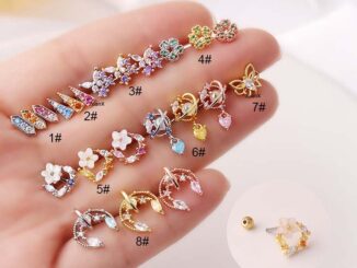 ต่างหูสตั๊ดเจาะหลังสแตนเลสที่มีสีสันสําหรับผู้หญิง Cz 1 ชิ้น