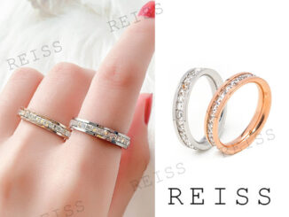 แหวนเพชรไทเทเนียมเหล็กและแถวคู่ 18K สีโรสโกลด์