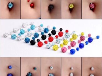 [highbuying] ใหม่ พร้อมส่ง จิวสะดือหน้าท้อง สเตนเลส ประดับเพทาย คริสตัลบอล น่ารัก 1 ชิ้น