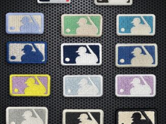 Mlb สติกเกอร์ป้ายฉลาก ทรงสี่เหลี่ยม ปักลาย สําหรับติดตกแต่งเสื้อผ้า คอมพิวเตอร์