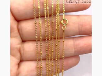 สร้อยคอเงินแท้ 92.5% Italy ชุบทอง 24k ลายโซ่จิ๋ว / กล่องตัดลาย