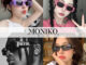 MONIKO แว่นตากันแดด กรอบสีดํา พิมพ์ลายตัวอักษร สไตล์ฮิปฮอป พังก์ แฟชั่นสตรีท ป้องกันUV400