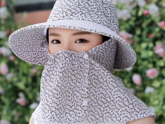 หมวกปีกกว้าง พร้อมหน้ากาก ลายดอกไม้ ป้องกันรังสียูวี กันลม สำหรับทํางานกลางแจ้ง