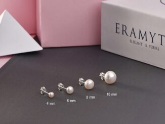 Eramyth Jewelry ต่างหูมุก แท้น้ำจืด ทรงซาลาเปา คัดเกรด(สินค้าขายเป็นคู่ค่ะ)