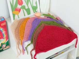 ผ้าโพกผมไหมพรมสามเหลี่ยมถักHandmade
