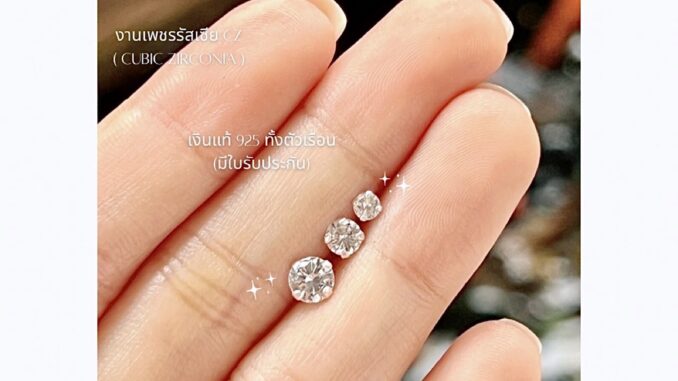 ต่างหูเงินแท้ 925 ประดับเพชรรัสเซีย (CZ) ขนาด 3 ต่างหูเงินแท้ 925 ประดับเพชรรัสเซีย (CZ) ขนาด 3