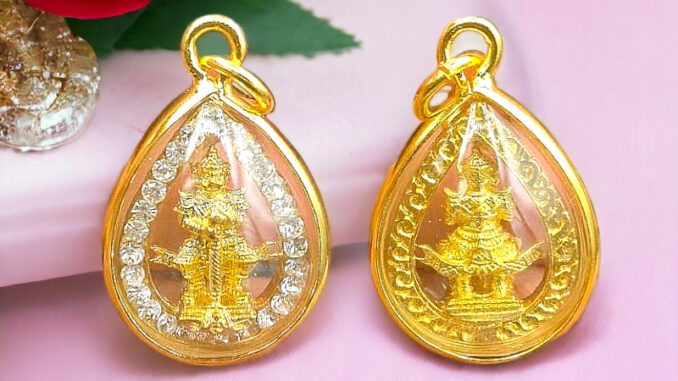 จี้ท้าวเวสสุวรรณ ล๊อกเก็ต ล้อมเพชร ชุบเศษทองแท้ ท้าวเวสสุวรรณ ท้าวกุเวร ท้าวไพสพ รุ่นแบ่งบูชา แก้ปีชง