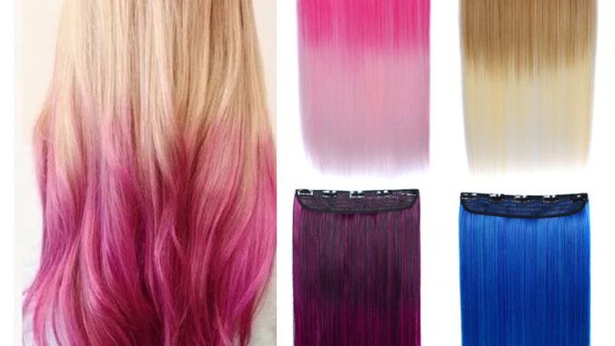 กิ๊บติดผมยาวตรง ต่อผมสังเคราะห์ธรรมชาติ สีชมพู สีน้ําตาล สีฟ้า สําหรับผู้หญิง