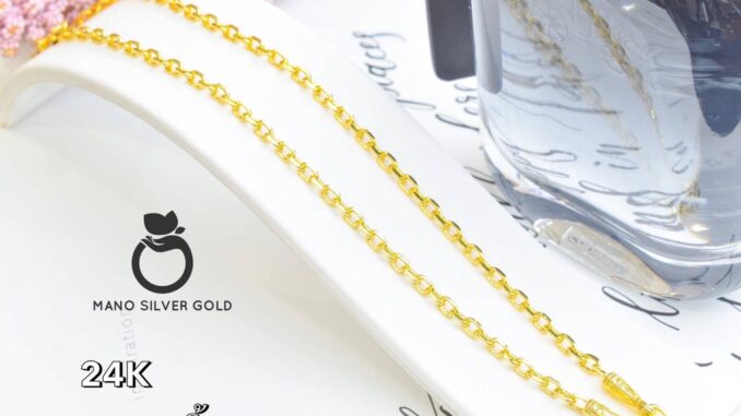 สร้อยคอ24k ลายโซ่ฝรั่ง m186 หนัก 2 สลึง ยาว 18
