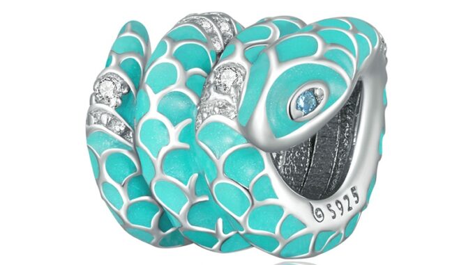 BAMOER sterling 925 silver Blue snake shape charm fashion gifts for diy bracelet accessories BSC576