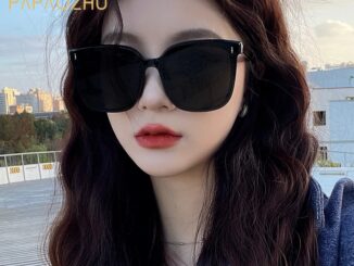 Papaozhu แว่นตากันแดด UV400 ทรงสี่เหลี่ยม ขนาดใหญ่ สีดํา สไตล์เรโทร สําหรับผู้หญิง และผู้ชาย