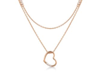 Jewellista สร้อยคอเลเยอร์พร้อมจี้ Teppa เงินแท้ จี้รูปหัวใจ ประดับพลอย CZ