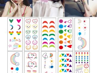 สติกเกอร์รอยสักชั่วคราว ลายหน้ายิ้ม สีรุ้ง หลากสีสัน สําหรับตกแต่งร่างกาย