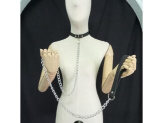 พร้อมส่งจากไทย--โชคเกอร์หนัง+สายจูงโซ่