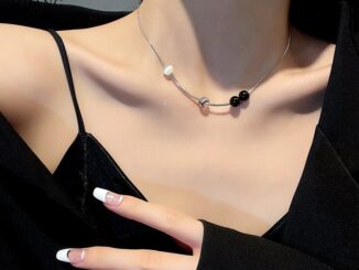 สร้อยคอสั้น ลูกปัดอาเกต สีดํา และสีขาว สไตล์พังก์ ฮิปฮอป สําหรับผู้หญิง