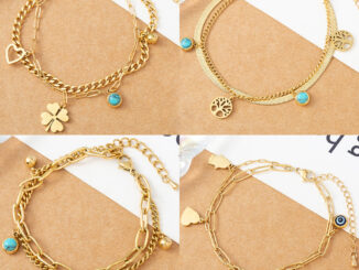 Love Lock Lucky Clover สร้อยข้อมือ สเตนเลส ชุบทอง 18K สําหรับผู้หญิง