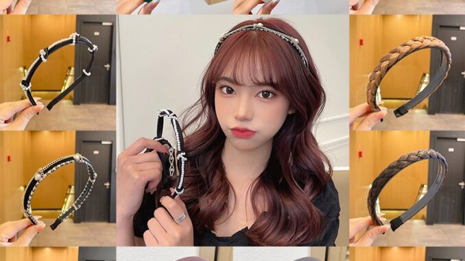 ที่คาดผมฟองน้ําถักเปีย อเนกประสงค์ ประดับไข่มุก สีพื้น