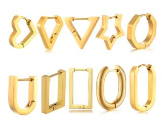 Vnox ต่างหูห่วง ชุบทอง 14K แบบหนา ทรงกลม น้ําหนักเบา ของขวัญ