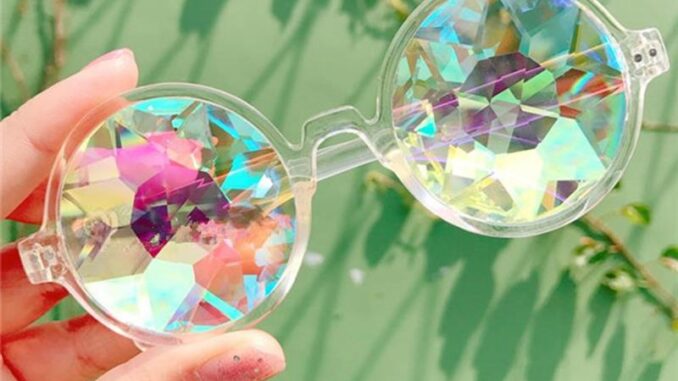 Kaleidoscope Glasses Rave Festival Party Sunglasses Diffracted Lens-Transparent