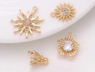 จี้สร้อยคอ สร้อยข้อมือ ชุบทองแดง 14K ประดับเพทาย รูปพระอาทิตย์ พระเจ้า แฮนด์เมด diy