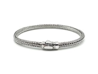 สร้อยข้อมือเงินถักเปียลายกระดูกงู สี่เสากลม เงินแท้ 925 : DSP 925 Sterling Silver Braided Bracelets [CLSP0026]
