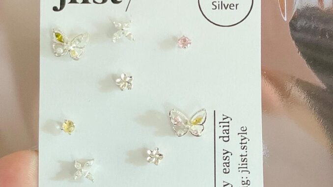 Jlist ต่างหูก้านเงินแท้ 92.5 เซ็ตbutterfly garden คนแพ้ง่ายใส่ได้ไม่แพ้นะคะ