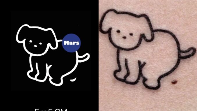 【Mars Tattoo】ใหม่ สติกเกอร์รอยสักชั่วคราว ลายลูกสุนัข สุนัขน่ารัก กึ่งถาวร 2 สัปดาห์ ติดทนนาน MNF094