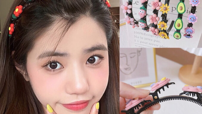 PASUAY ที่คาดผม 2 ชั้น ติดกิ๊บขนาดเล็ก แต่งโมทีฟรูปโบว์ ดอกไม้ ผลไม้ | ที่คาดผมกิ๊บ ที่คาดผมโบว์