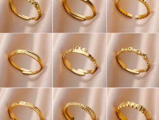 Kaijiang Cincin Emas แหวนสเตนเลส แบบเปิด ปรับได้ สไตล์มินิมอล เรียบง่าย สีทอง เครื่องประดับแฟชั่น สําหรับผู้หญิง ผู้ชาย