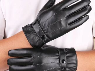 ถุงมือกันหนาวผู้ชายบุขน หนังเรียบ ทัชสกรีนได้