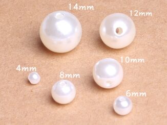 ขายส่ง ลูกปัดไข่มุกเทียม พลาสติก ทรงกลม สีขาว 4 6 8 10 12 14 มม. คุณภาพสูง พร้อมรู สําหรับตกแต่ง Diy