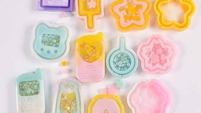 Flgo แม่พิมพ์ซิลิโคนเรซิ่น อีพ็อกซี่ รูปดอกไม้ แวววาว สําหรับทําพวงกุญแจ DIY