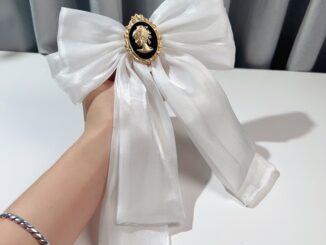 วินเทจ บาร็อค ความงาม หัวออร์แกนซ่า ผูกโบว์ พร้อมเข็มกลัด Pin ผู้หญิง สีดํา ขนาดใหญ่ โบเนคไท ย้อนยุค อุปกรณ์โลลิต้า