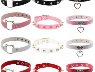 พร้อมส่ง  โชคเกอร์ หนังPU โชคเกอร์ลายแมว สไตล์พังค์ โกธิค Choker Punk Gothic โชคเกอร์สีทูโทน โชคเกอร์สองสี