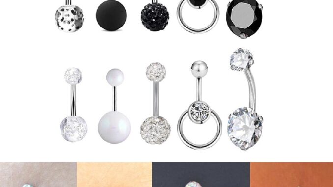 [highbuying] เครื่องประดับ จิวสะดือ คริสตัล แวววาว เจาะร่างกาย หน้าท้อง สําหรับผู้หญิง 5 ชิ้น