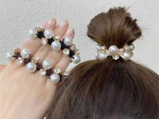 ยางรัดผมหางม้า ประดับไข่มุก พลอยเทียม หรูหรา แฟชั่นสําหรับผู้หญิง